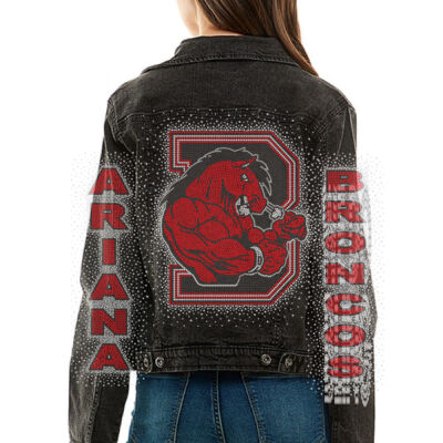 Broncos Logo with OPTIONAL sleeves - Stretched Ladies Casual Denim Jacket Thumbnail