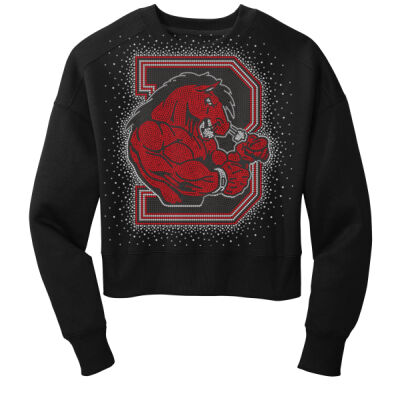 Broncos Logo with OPTIONAL sleeves - Women's Perfect Weight ® Fleece Cropped Crew Thumbnail