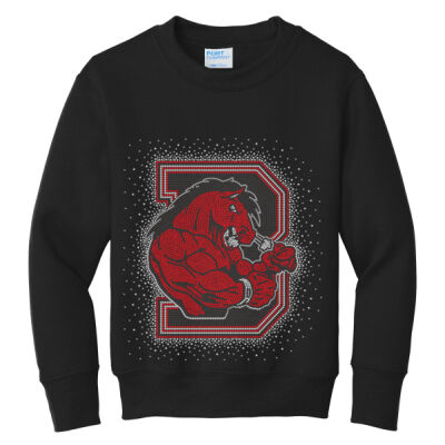 Broncos Logo with OPTIONAL sleeves - Youth Core Fleece Crewneck Sweatshirt Thumbnail