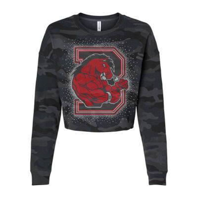 Broncos Logo with OPTIONAL sleeves and back - Women's Lightweight Crop Crewneck Sweatshirt Thumbnail